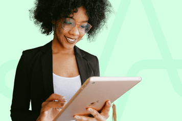 women looking at ipad screen - elevated care bundle fsh 