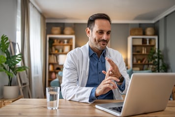 clinician on a call with patient 