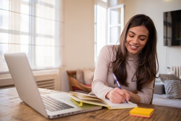 happy woman working