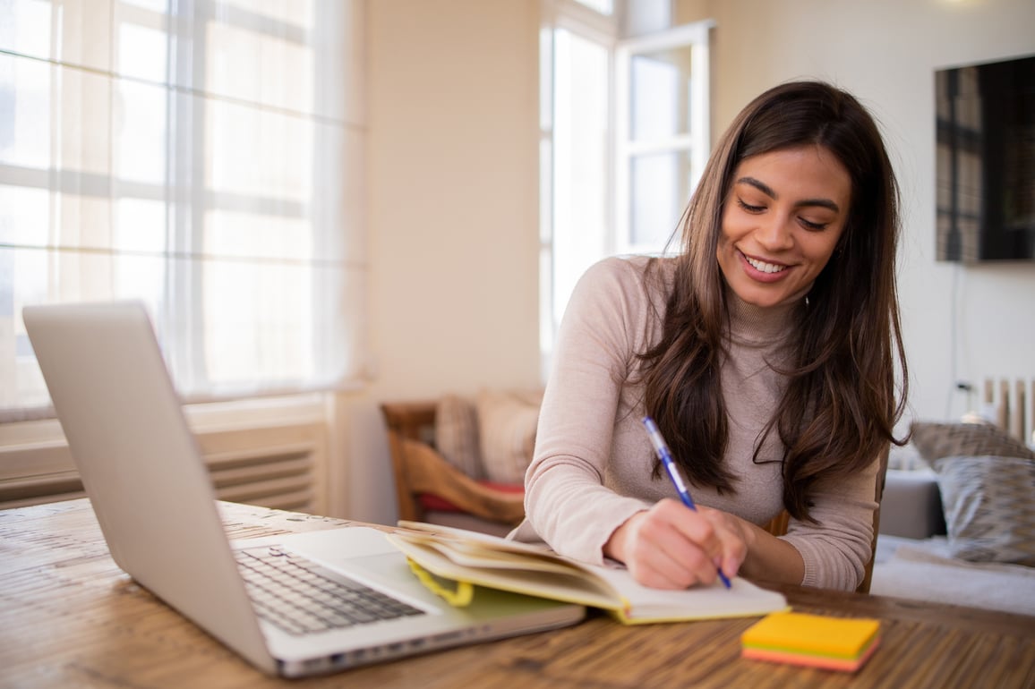 happy woman working